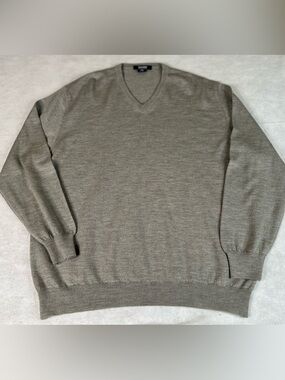 Giorgiolini Pullover Mens XXL Grey 100% Merino Extra Fine Wool Made in Italy